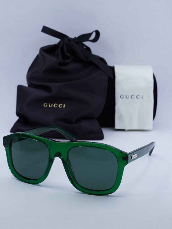Gucci GG1316S 004 Aviator Sunglasses - Transparent Green\\ Green